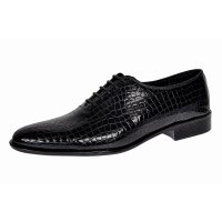 Pantofi eleganti barbati din piele naturala Havana Croco 51 Negru Lac